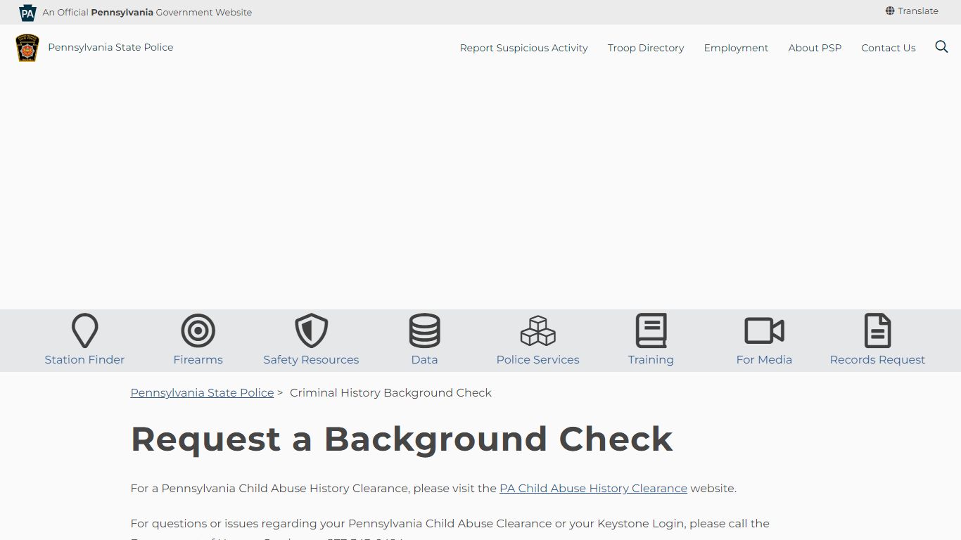 Criminal History Background Check - Pennsylvania State Police